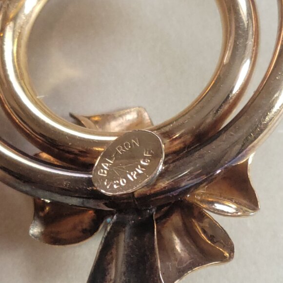 Antique Brooch 12k gold filled Bal Ron Brand Blue Paste Aquamarine a Beauty Some - Picture 5 of 6